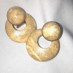 Chunky Cream Jasper two piece clip stud earrings